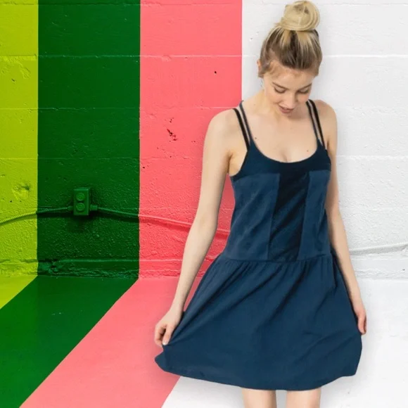 Roxy Beaches Strappy Embroidered Blue Racerback Dress - Picture 14 of 14